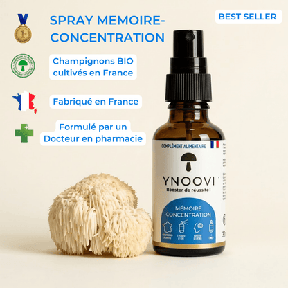Spray Mémoire & Concentration — Champignons Adaptogènes BIO | YNOOVI