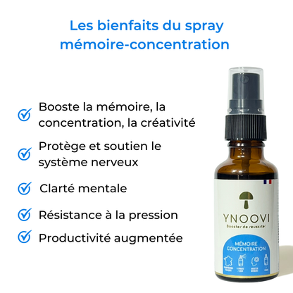 -10% | 2 Sprays Champignons BIO Français : Mémoire, Concentration, Énergie, Tonus