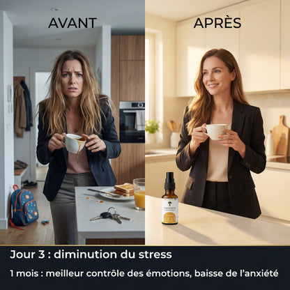 Avant et après la cure de spray Anti-stress YNOOVI au Reishi et rhodiola